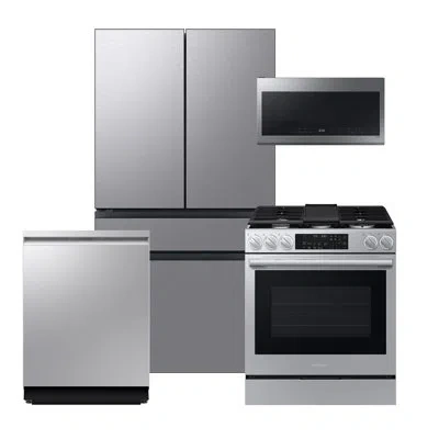 Samsung Bespoke Stainless Steel Counter Depth Kitchen Package With 23 Cu. Ft. Smart Bespoke 4-door French-do