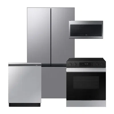 Samsung Bespoke Stainless Steel Counter Depth Kitchen Package With Bespoke Counter Depth 24 Cu. Ft. 3-door F