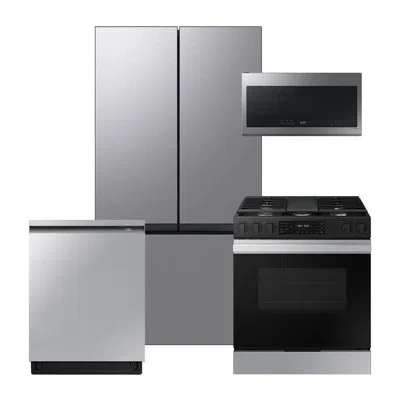 Samsung Bespoke Stainless Steel Counter Depth Kitchen Package With Bespoke Counter Depth 24 Cu. Ft. 3-door F
