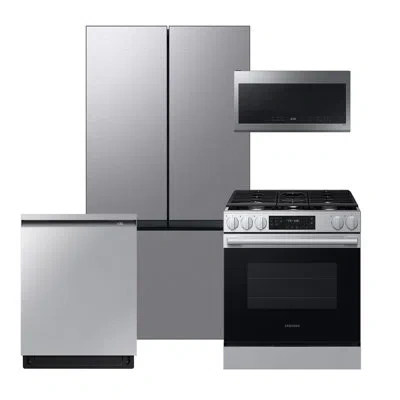 Samsung Bespoke White Glass Kitchen Package With 30 Cu. Ft. Smart Bespoke 3-door French-door Refrigerator Wi
