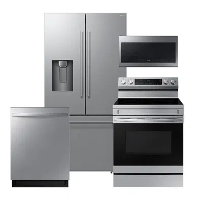 Samsung Stainless Steel Kitchen Package With 24 Cf. Zero Clearance 3-door French Door, Ext. Water/ice, Count