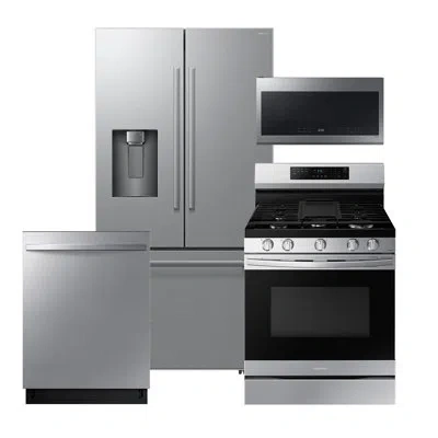 Samsung Stainless Steel Kitchen Package With 24 Cf. Zero Clearance 3-door French Door, Ext. Water/ice, Count