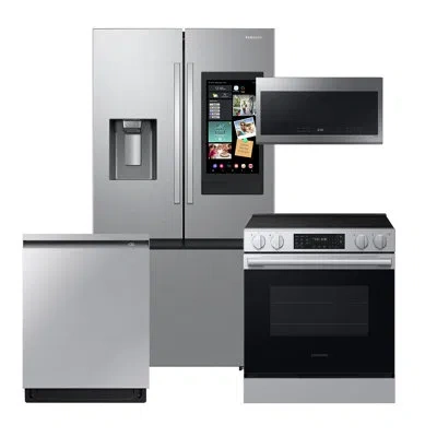 Samsung Stainless Steel Kitchen Package With 27 Cu. Ft. Extra Large Capacity Counter Depth 3-door French Doo