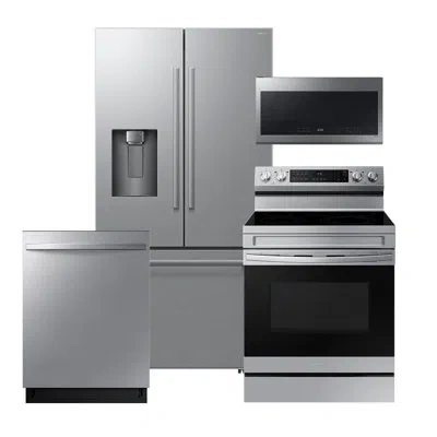 Samsung Stainless Steel Kitchen Package With 29 Cf. Zero Clearance 3-door French Door, Ext. Water/ice, Full 