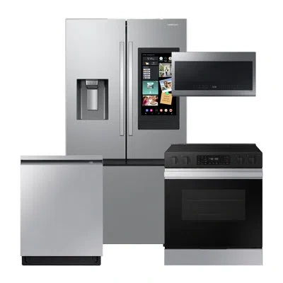 Samsung Stainless Steel Kitchen Package With 30 Cu. Ft. Mega Capacity 3-door French Door Refrigerator With F In Stainless Steel,stainless Steel