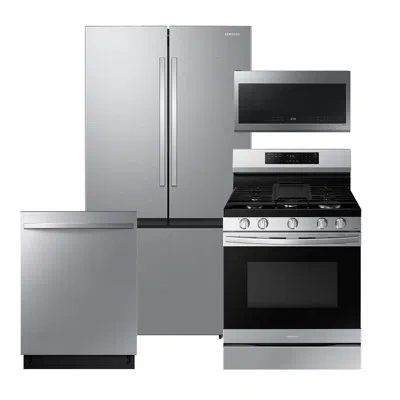 Samsung Stainless Steel Kitchen Package With 32 Cf. 3-door French Door, Non Dispense, Full Depth (stainless 