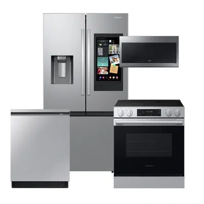 Samsung Stainless Steel Kitchen Package With 32 Cu. Ft. Extra Large Capacity 3-door French Door Refrigerator