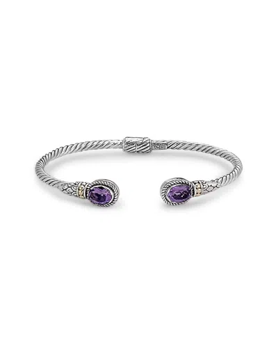 Samuel B. 18k 2.30 Ct. Tw. Amethyst Twisted Cable Bangle Bracelet In Blue