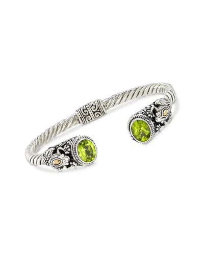 Samuel B. 18k 3.00 Ct. Tw. Peridot Frog Bangle Bracelet In Metallic