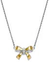 Samuel B. 18k & Silver 0.06 Ct. Tw. White Topaz Ribbon Shape Necklace