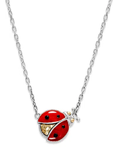 SAMUEL B. SAMUEL B. 18K & SILVER 0.16 CT. TW. GEMSTONE LADYBUG NECKLACE