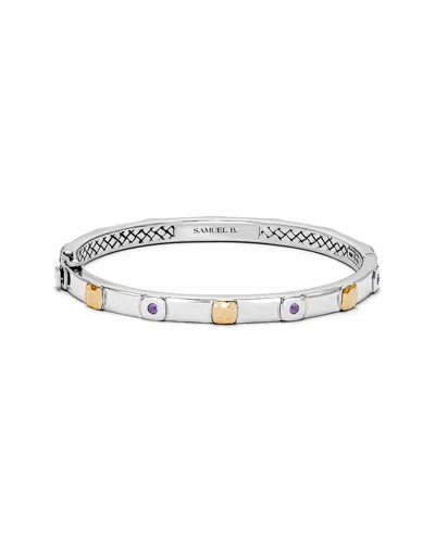Samuel B. 18k & Silver 0.24 Ct. Tw. Amethyst Bangle Bracelet In Metallic