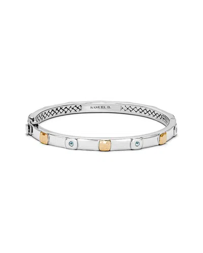 Samuel B. 18k & Silver 0.24 Ct. Tw. Blue Topaz Bangle Bracelet In Metallic