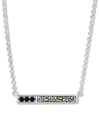 Samuel B. 18k & Silver 0.45 Ct. Tw. Onyx Bar Necklace In Black