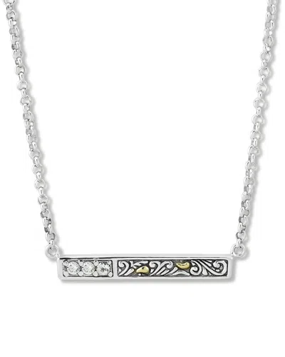 Samuel B. White Topaz Two-tone Engraved Bar Pendant Necklace