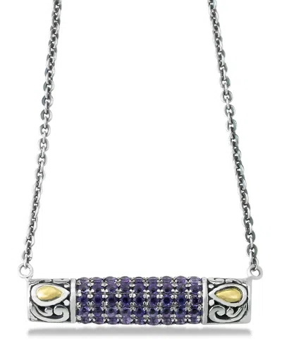 Samuel B. Sterling Silver & 18k Gold Pavé Amethyst Pendant Necklace In Purple