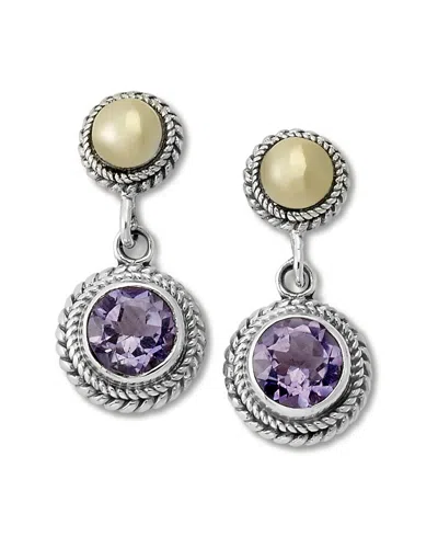 Samuel B. 18k & Silver 0.65 Ct. Tw. Amethyst Basketweave Earrings