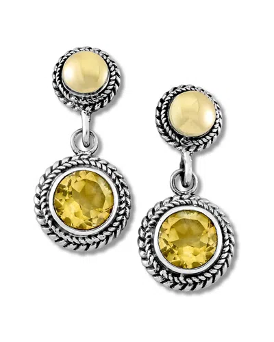 Samuel B. 18k & Silver 0.65 Ct. Tw. Citrine Basketweave Earrings