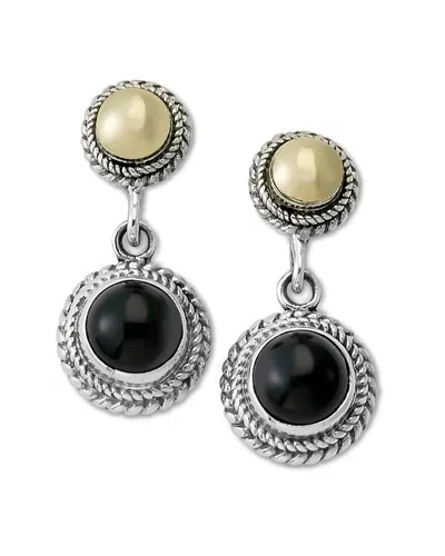 SAMUEL B. SAMUEL B. 18K & SILVER 0.65 CT. TW. GARNET BASKETWEAVE EARRINGS