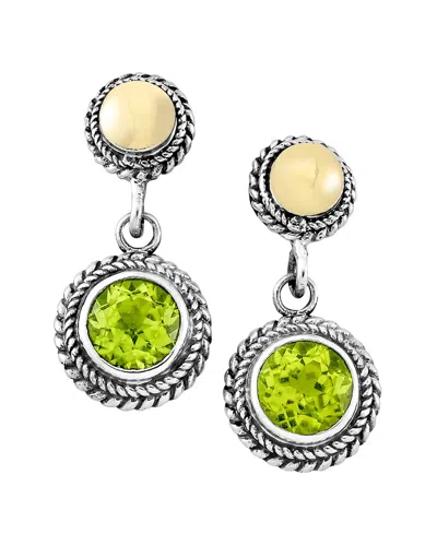 SAMUEL B. SAMUEL B. 18K & SILVER 0.65 CT. TW. PERIDOT BASKETWEAVE EARRINGS