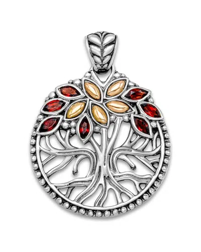 Samuel B. 18k & Silver 0.70 Ct. Tw. Garnet Banyan Tree Pendant In Metallic