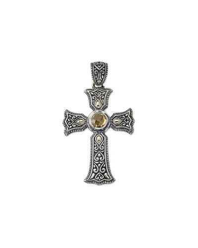 Samuel B. Sterling Silver & 18k Gold Semiprecious Stone Cross Pendant In Citrine