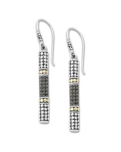 Samuel B. 18k & Silver 0.96 Ct. Tw. Black Spinel Bar Drop Earrings In Black/two Tone