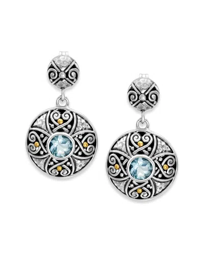SAMUEL B. SAMUEL B. 18K & SILVER 1.00 CT. TW. BLUE TOPAZ DROP EARRINGS
