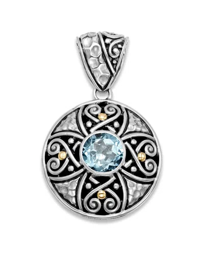Samuel B. 18k & Silver 1.00 Ct. Tw. Blue Topaz Pendant In Metallic