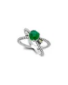 Samuel B. 18k & Silver 1.10 Ct. Tw. Emerald X Ring In Emerald Green