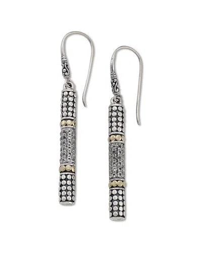 SAMUEL B. SAMUEL B. 18K & SILVER 1.25 CT. TW. WHITE TOPAZ BAR DROP EARRINGS