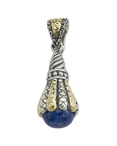 Samuel B. 18k & Silver 1.30 Ct. Tw. Lapis Drop Pendant In Metallic