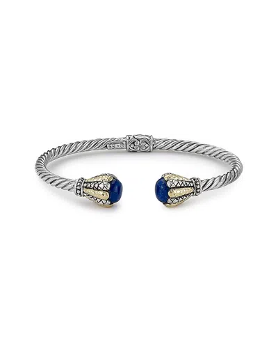 SAMUEL B. SAMUEL B. 18K & SILVER 1.30 CT. TW. LAPIS TWISTED CABLE BANGLE BRACELET