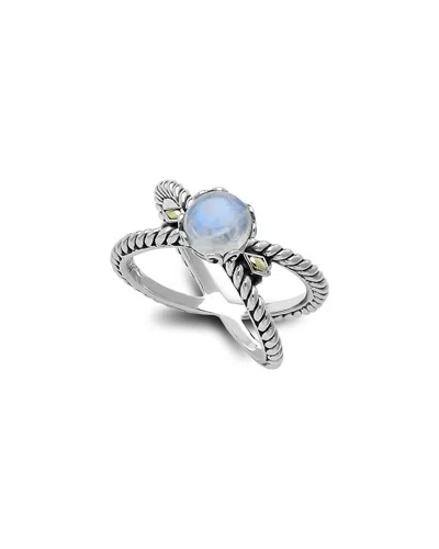 Samuel B. 18k & Silver 1.30 Ct. Tw. Rainbow Moonstone X Ring