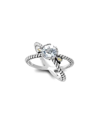 SAMUEL B. SAMUEL B. 18K & SILVER 1.30 CT. TW. WHITE TOPAZ X RING