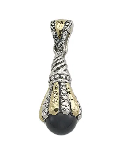 Samuel B. 18k & Silver 1.40 Ct. Tw. Black Onyx Drop Pendant In Brown