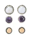 Samuel B. 18k & Silver 1.20 Ct. Tw. White Topaz 7mm Pearl Set Of 3 Earrings