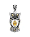 Samuel B. 18k & Silver 1.50 Ct. Tw. Citrine Owl Pendant