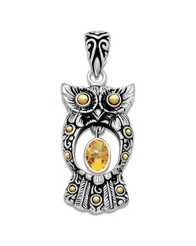 Samuel B. 18k & Silver 1.50 Ct. Tw. Citrine Owl Pendant In Animal Print