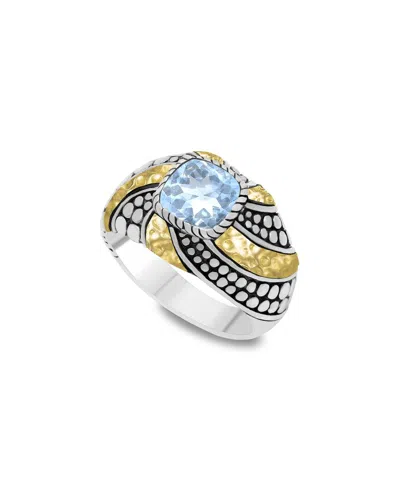 Samuel B. 18k & Silver 1.66 Ct. Tw. Blue Topaz Hammered Ring In Gold