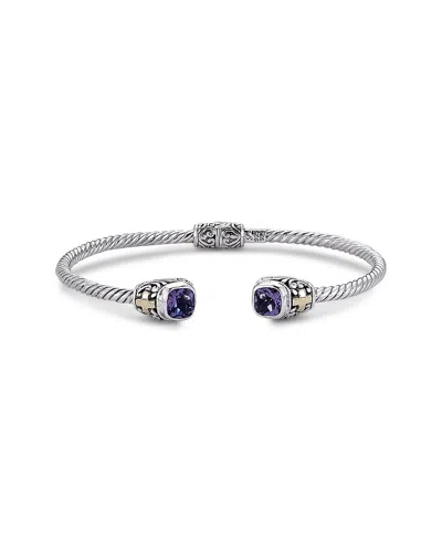 Samuel B. 18k & Silver 1.70 Ct. Tw. Amethyst Square Bangle Bracelet In Purple