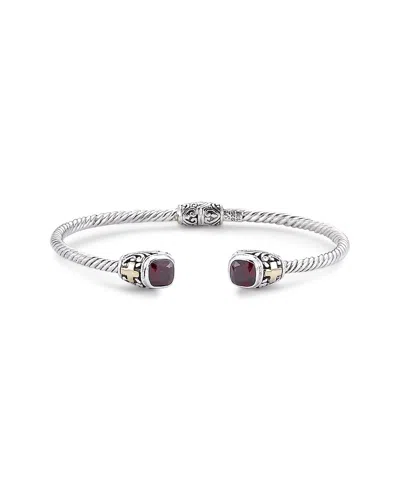 Samuel B. 18k & Silver 1.70 Ct. Tw. Garnet Square Bangle Bracelet In Red