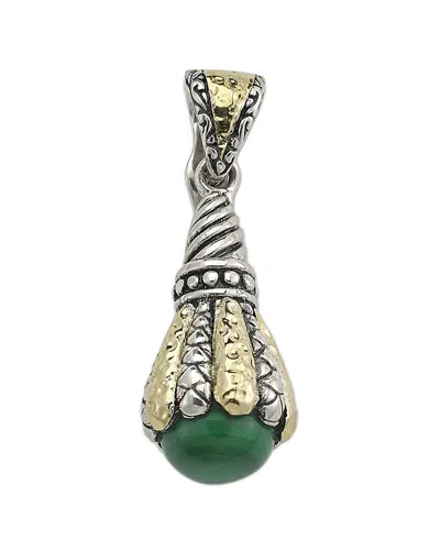 Samuel B. 18k & Silver 1.70 Ct. Tw. Malachite Drop Pendant In Brown