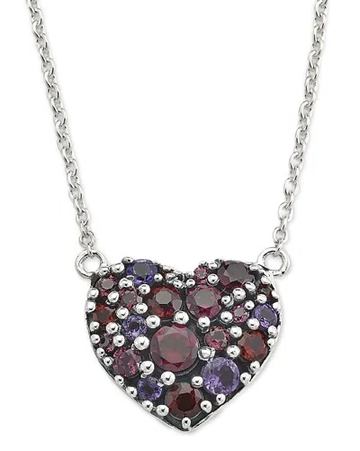 Samuel B. 18k & Silver 2.29 Ct. Tw. Gemstone Heart Necklace In Metallic