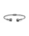 Samuel B. 18k & Silver 2.60 Ct. Tw. Green Amethyst Floral Bangle Bracelet