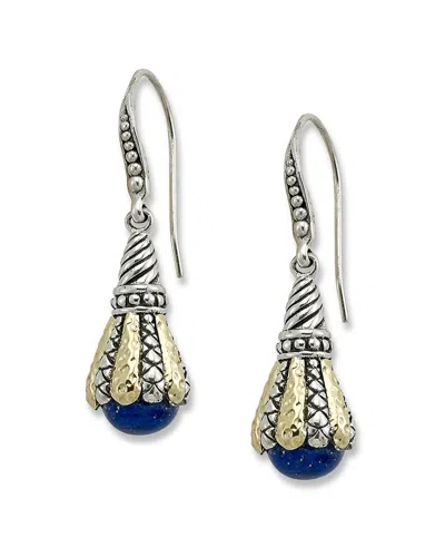 Samuel B. 18k & Silver 2.60 Ct. Tw. Lapis Drop Earrings In Metallic