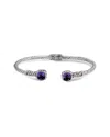Samuel B. 18k & Silver 2.90 Ct. Tw. Amethyst Floral Bangle Bracelet