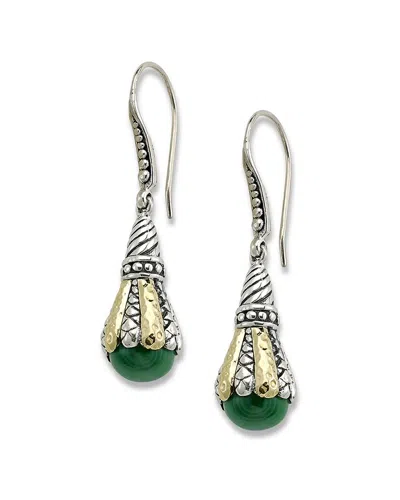 Samuel B. 18k & Silver 3.40 Ct. Tw. Malachite Drop Earrings In Metallic