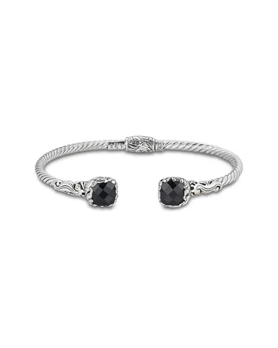 Samuel B. 18k & Silver 4.00 Ct. Tw. Onyx Seahorse Bangle Bracelet In Black