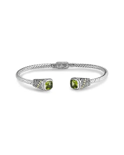 Samuel B. 18k & Silver 4.00 Ct. Tw. Peridot Twisted Cable Bangle Bracelet In Metallic